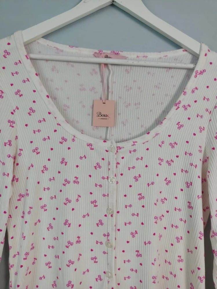 Boux Avenue piżama damska kombinezon XXL 44 różowe wiśnie NOWA