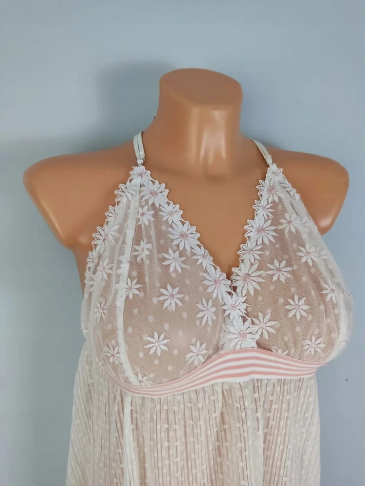 Boux Avenue koszulka nocna babydoll XXL 44 haft tiul romantyczna halka nowa