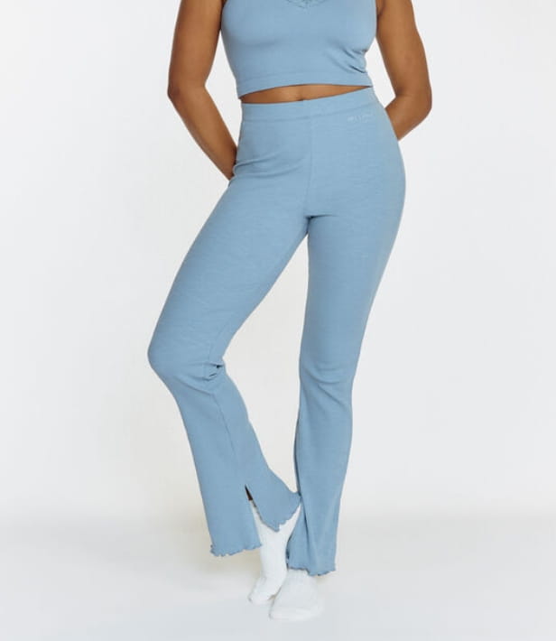 Boux Avenue spodnie damskie XXXL 46 błękitne bawełna nowe prążek dzwony - outlet