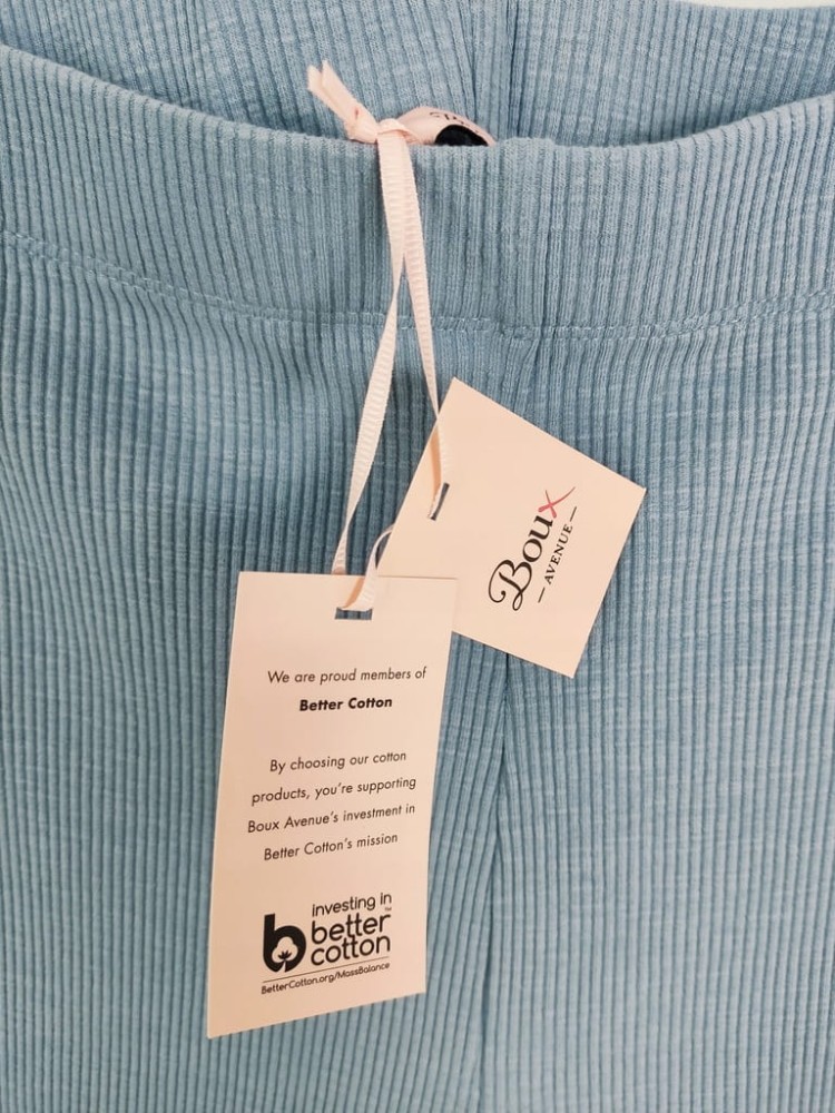 Boux Avenue spodnie damskie XXXL 46 błękitne bawełna nowe prążek dzwony