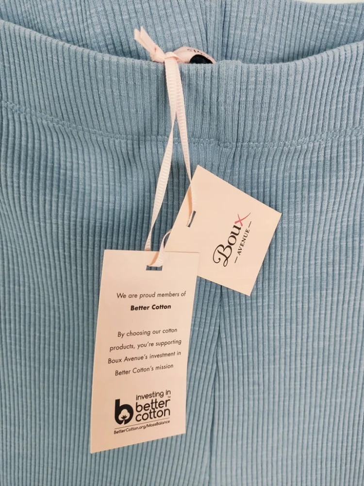 Boux Avenue spodnie damskie XXXL 46 błękitne bawełna nowe prążek dzwony